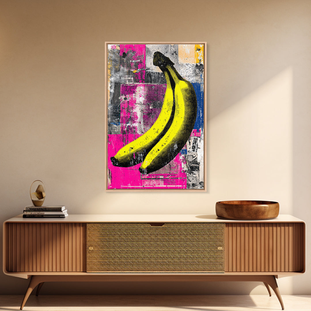 Bright Banana Still Life Canvas Print, Pop Art, Luxury Decor, Living Room Decor, Fine Art, Pop, Custom Portrait, Pet Portrait, POP-2x3-10