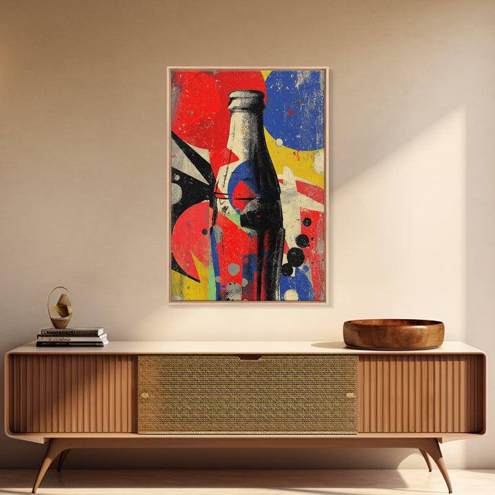 Retro Soda Bottle Framed Canvas Print, Pop Art, Art, Living Room Decor, Abstract Art, Pop, Bedroom Decor, Portrait, POP-2x3-59