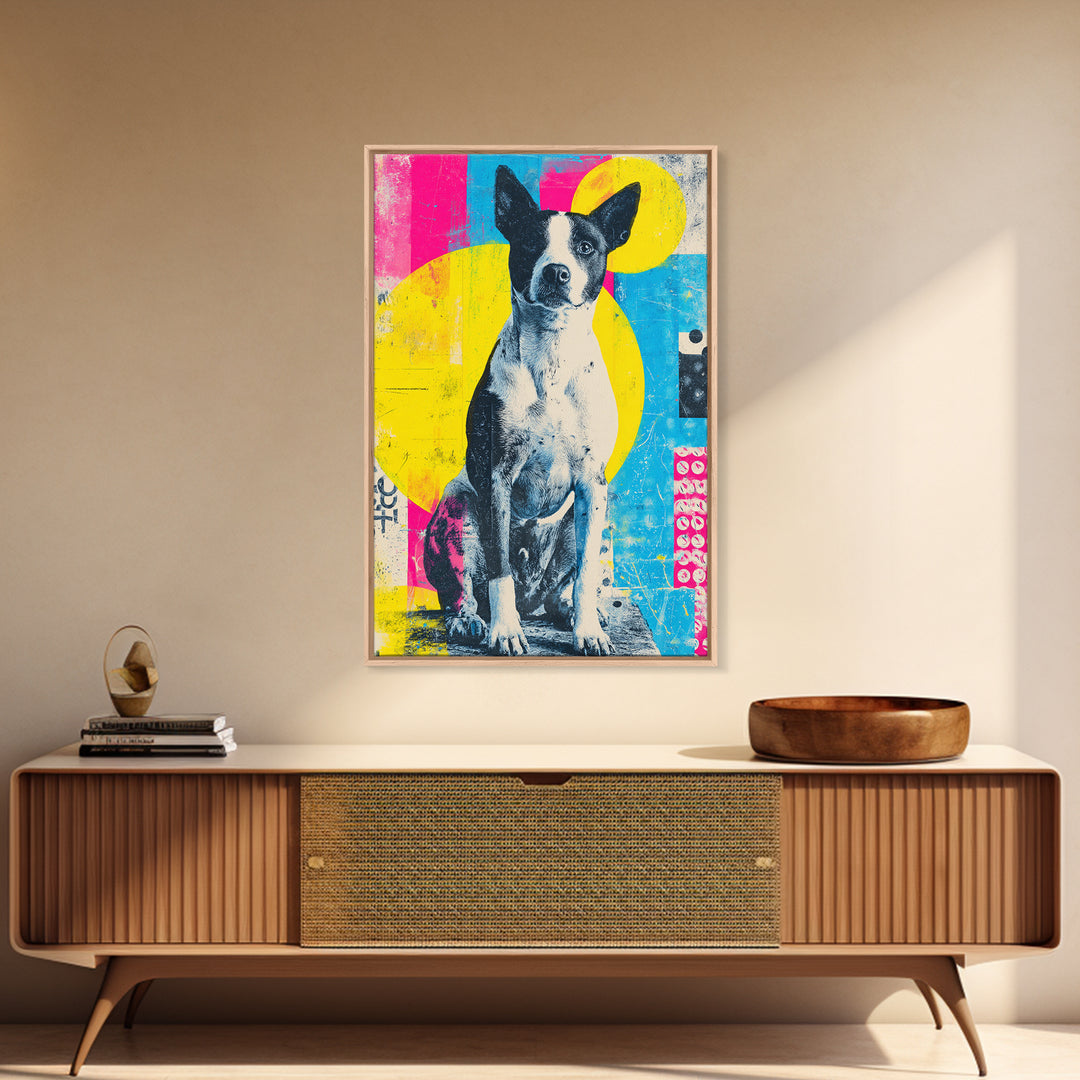 Pop Art Dog Portrait Framed Canvas Print, Pop Art, Wall Decor, Living Room Decor, Pop, Apartment Decor, Dopamine Decor, POP-2x3-63