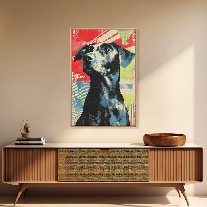 Pop Art Dog Portrait Framed Canvas Print, Pop Art, Bedroom Decor, Living Room Decor, Fine Art, Pop, 3d Art, Graffiti Art, POP-2x3-87