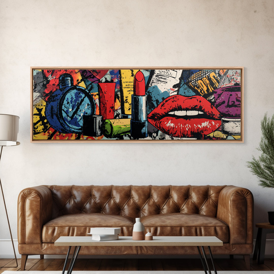 Lipstick and Perfume Fashion Still Life Canvas Print, Pop Art, Eclectic Home Decor, Living Room Decor, Fine Art, Pop, POP-3x1-36