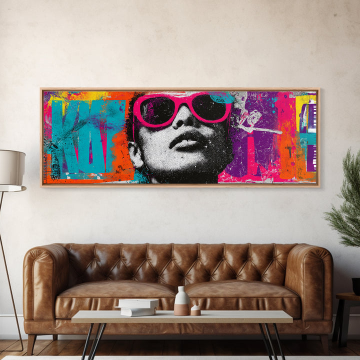 Glamorous Sunglasses Face Canvas Print, Pop Art, Art Print, Living Room Decor, Fine Art, Pop, Custom Portrait, Pet Portrait, POP-3x1-48