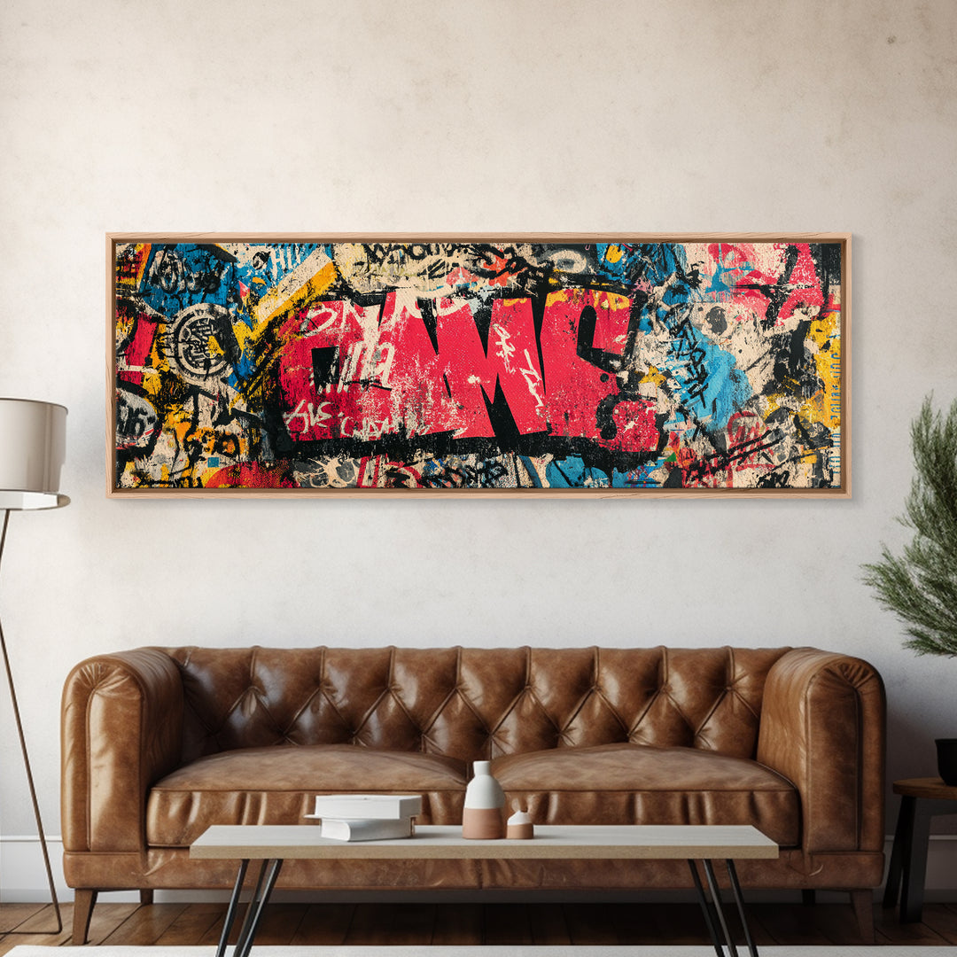 Comic Book City Skyline Canvas Print, Pop Art, Eclectic Home Decor, Living Room Decor, Fine Art, Pop, Minimalist Decor, POP-3x1-93
