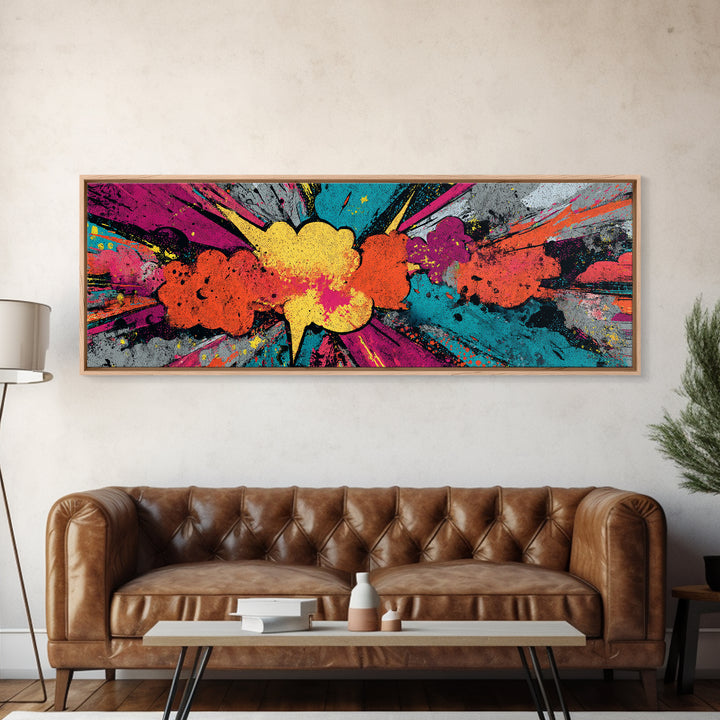Exploding Starburst Shapes Without Text Canvas Print, Pop Art, Canvas Painting, Living Room Decor, Pop, Statement Artwork, POP-3x1-98