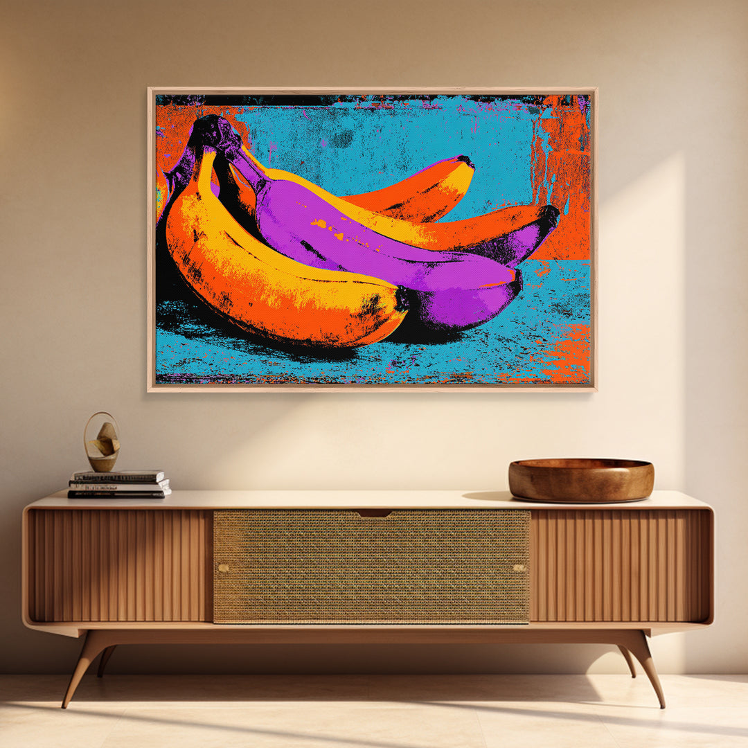 Bright Banana Still Life Canvas Print, Pop Art, Portrait, Living Room Decor, Fine Art, Pop, Graffiti Art, Eclectic Home Decor, POP-3x2-30