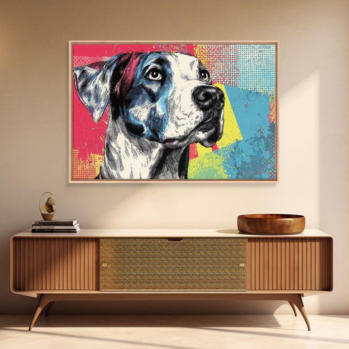 Pop Art Dog Portrait Framed Canvas Print, Pop Art, Art Print, Living Room Decor, Fine Art, Pop, Custom Portrait, Pet Portrait, POP-3x2-59