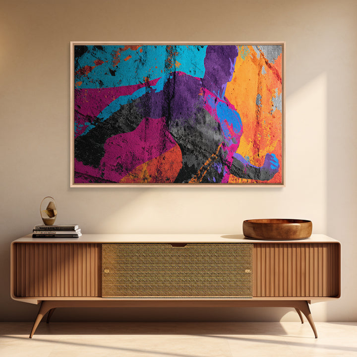 Superhero Silhouette in Dynamic Color Fields Canvas Print, Pop Art, Textured Painting, Living Room Decor, Abstract Art, Pop, POP-3x2-67