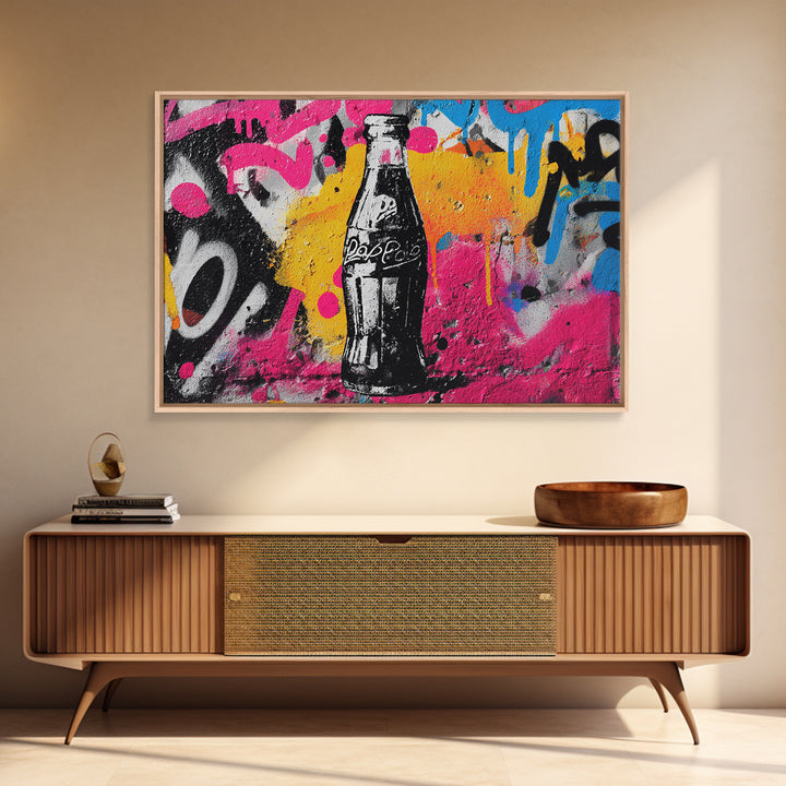 Retro Soda Bottle Framed Canvas Print, Pop Art, Home Decor, Living Room Decor, Fine Art, Pop, Canvas Wall Art, Abstract Art, POP-3x2-7