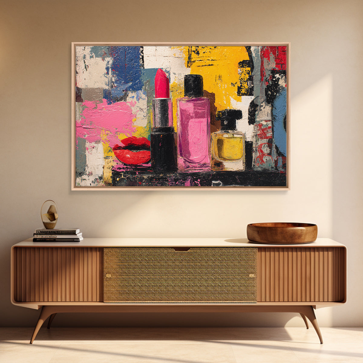 Lipstick and Perfume Fashion Still Life Canvas Print, Pop Art, Modern Decor, Living Room Decor, Fine Art, Pop, Home Decor, POP-3x2-72