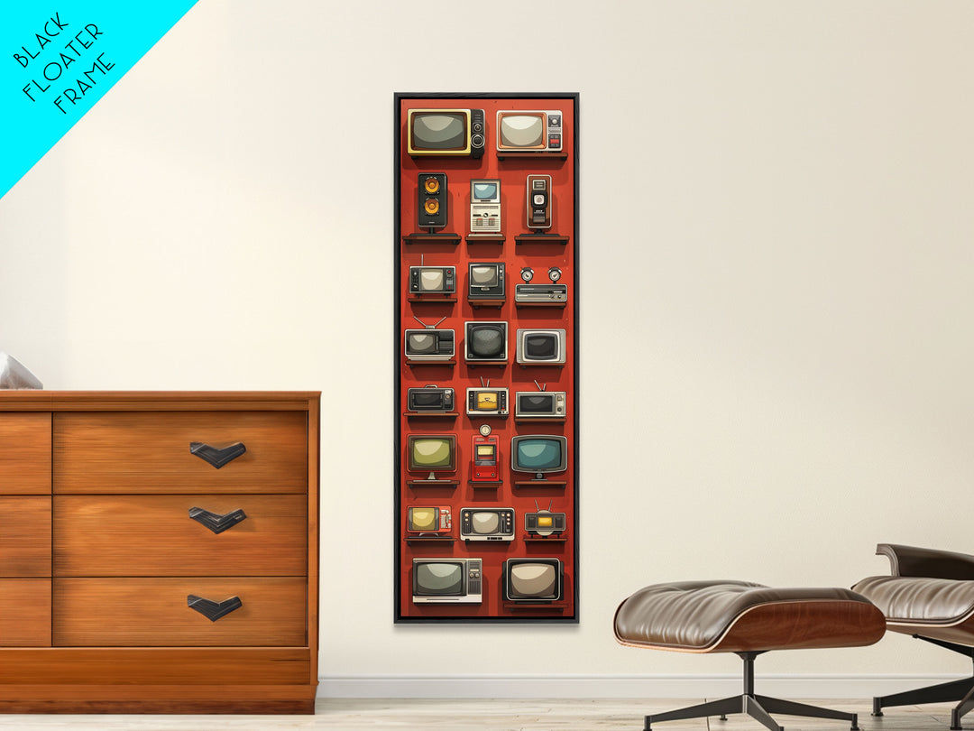 Retro Televions Framed Canvas Print, Retro Decor, Man Cave Art, Gift For Him