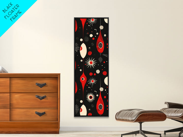 Retro MCM Style Wall Art Framed Canvas Print, Star Burst and Art Deco Shapes, Vintage 70s Style Home Decor