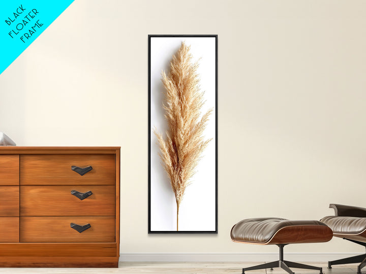 Pampas Grass Botanical Art - Framed Canvas Print, Skinny Tall Art, Minimalist Wall Art for Living Room, Bedroom Decor, Botanical Print