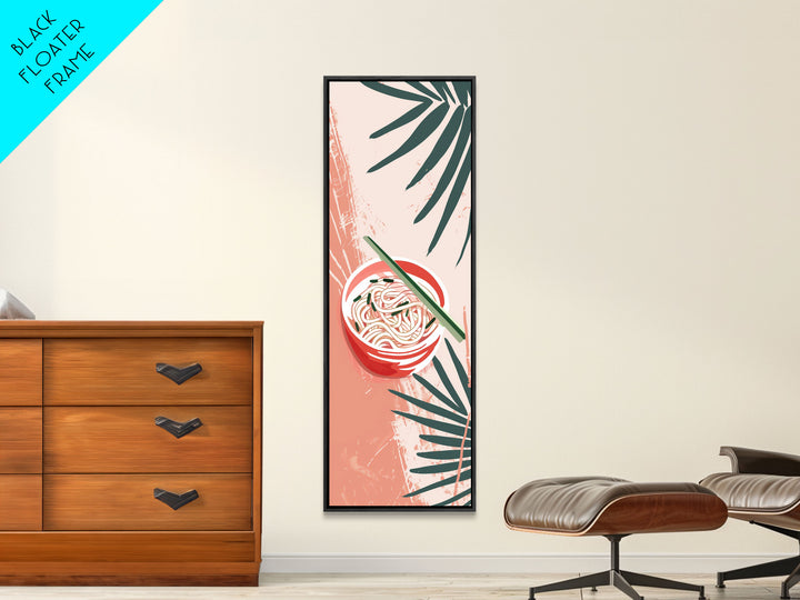 Ramen Noodles Japanese Cuisine Art On Framed Canvas Print In Ukiyo-e Style Tall Skinny Culinary Wood Block Wall Decor