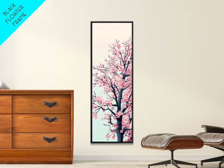 Delicate Cherry Blossom Tree In Full Bloom Against A Soft Gradient Background For Elegant Wall Art Framed Canvas Print