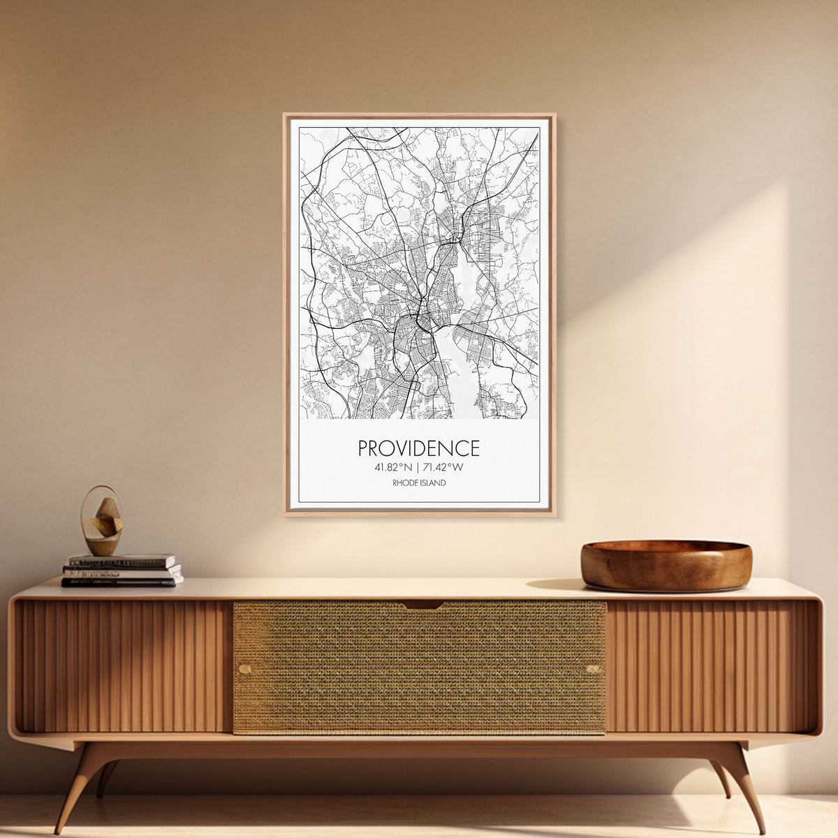 Providence Street Map, Rhode Island Map, City Map Art, Minimalist Art, Wall Art, Canvas Print, Bedroom Wall Décor, Gift For Couples,
