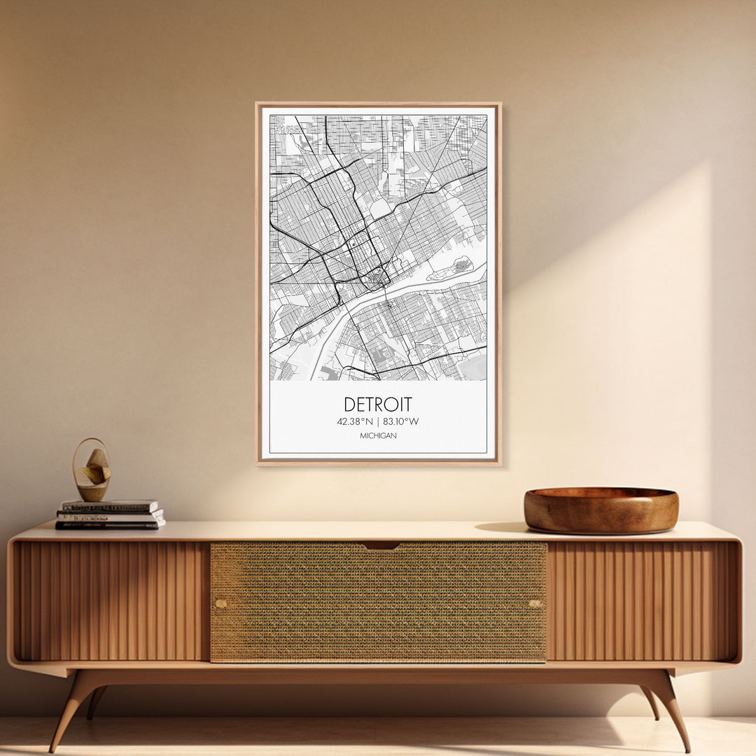 Detroit Street Map, Michigan Map, City Map Art, Minimalist Art, Wall Art, Canvas Print, Wall Art Bedroom, Travel Prints, Gift For Couple