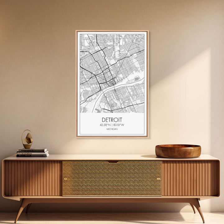 Detroit Street Map, Michigan Map, City Map Art, Minimalist Art, Wall Art, Canvas Print, Wall Art Bedroom, Travel Prints, Gift For Couple