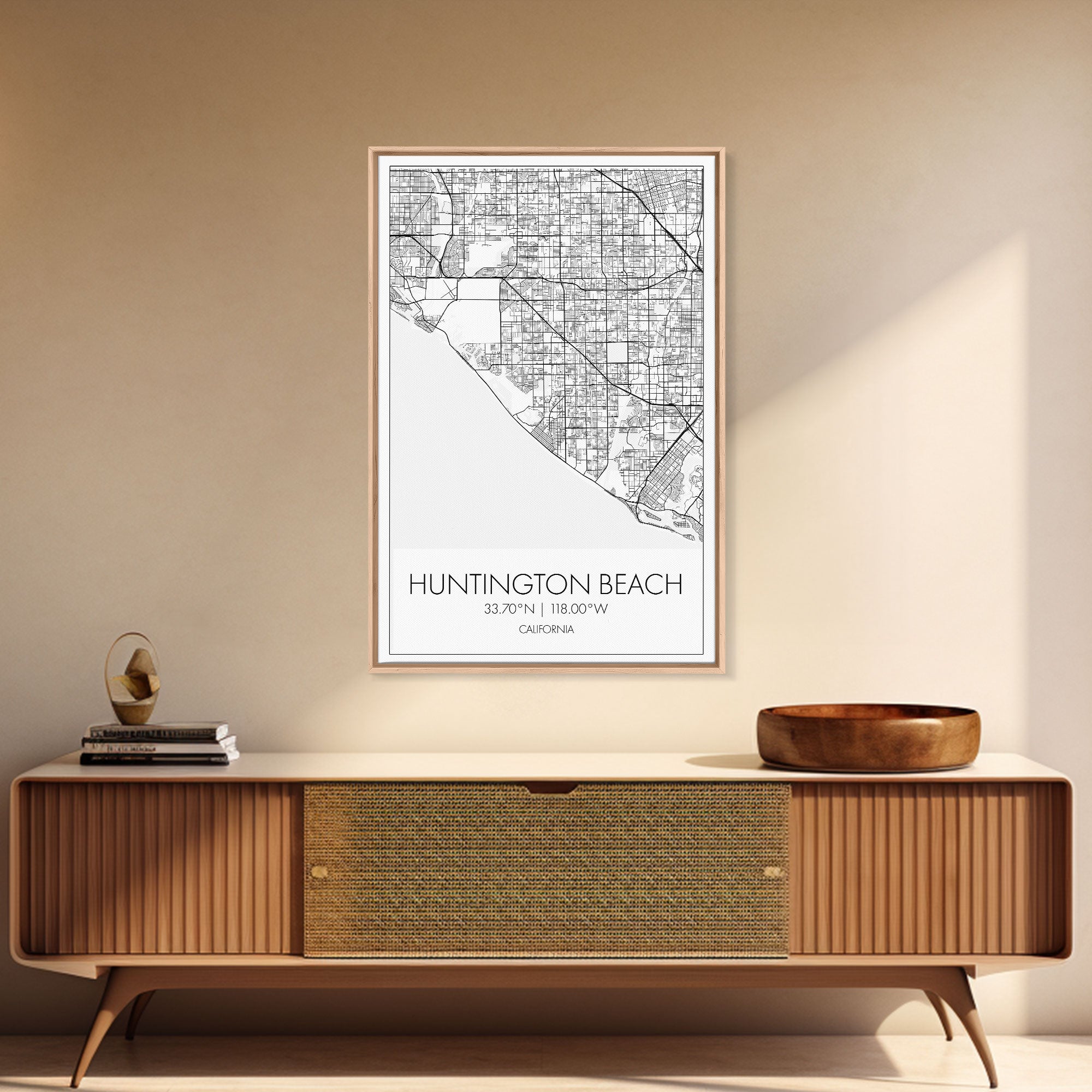 Huntington Beach Street Map, California Map, City Map Art, Minimalist ...