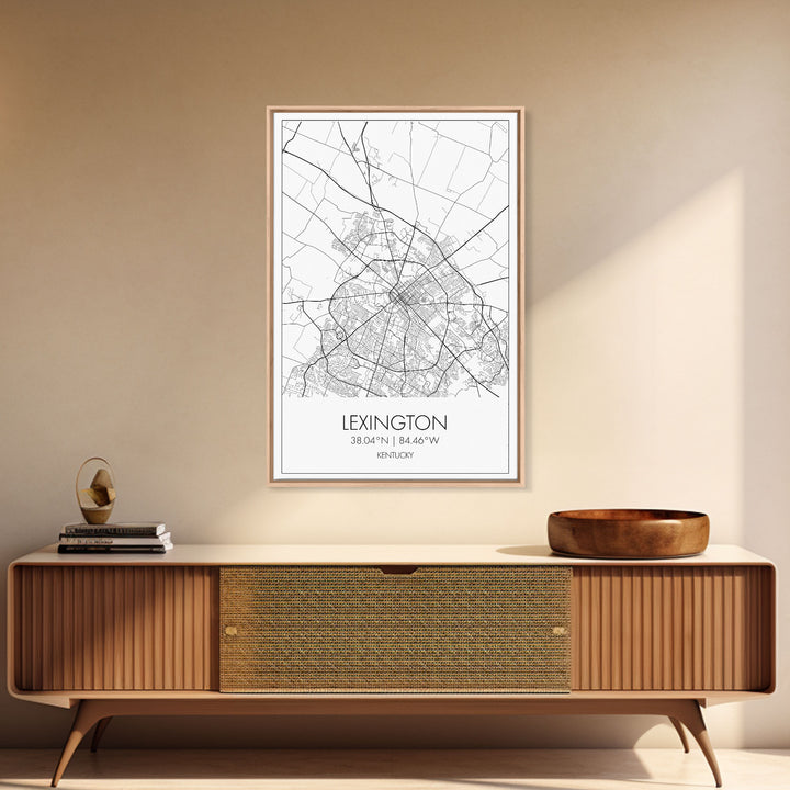 Lexington Street Map, Kentucky Map, City Map Art, Modern Wall Art, Wall Art, Canvas Print, Travel Wall Art, Dorm Room Décor, Engagement Gift