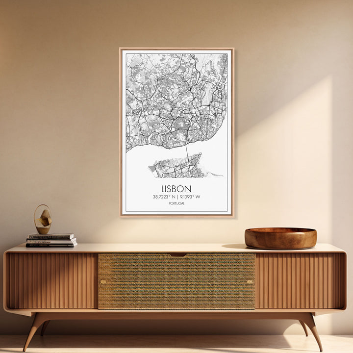 Lisbon Street Map, Portugal Map, City Map Art, Modern Wall Art, Wall Art, Canvas Print, Travel Décor, Above Bed Art, Gift For Couples