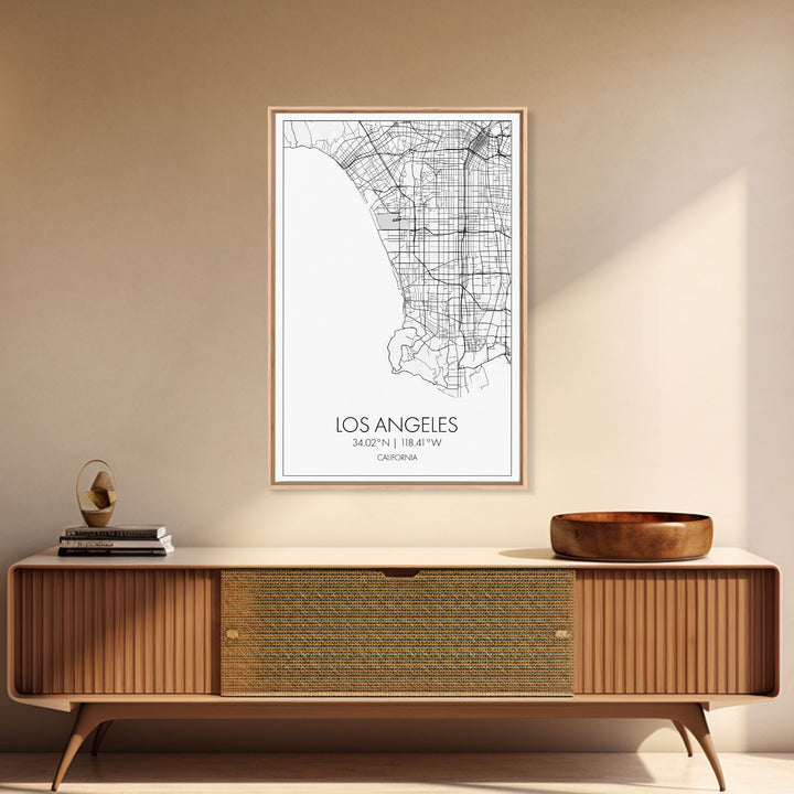 Los Angeles Street Map, California Map, City Map Art, Modern Art, Wall Art, Canvas Print, Travel Wall Print, Wedding Gift, Bedroom Décor