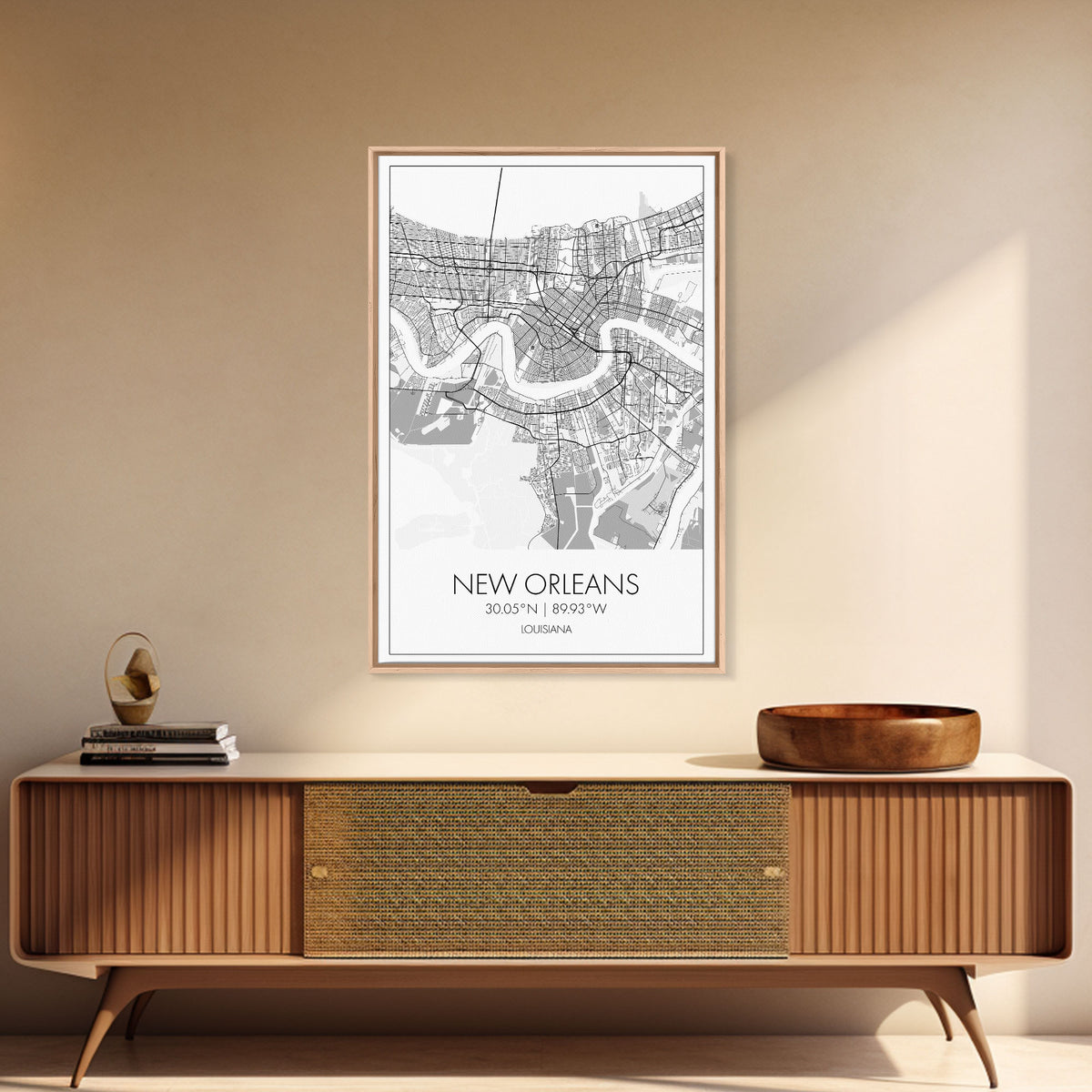 New Orleans Street Map, Louisiana Map, City Map Art, Modern Art, Wall Art, Canvas Print, Above Bed Art, Gift For Travelers, Travel Wall Art