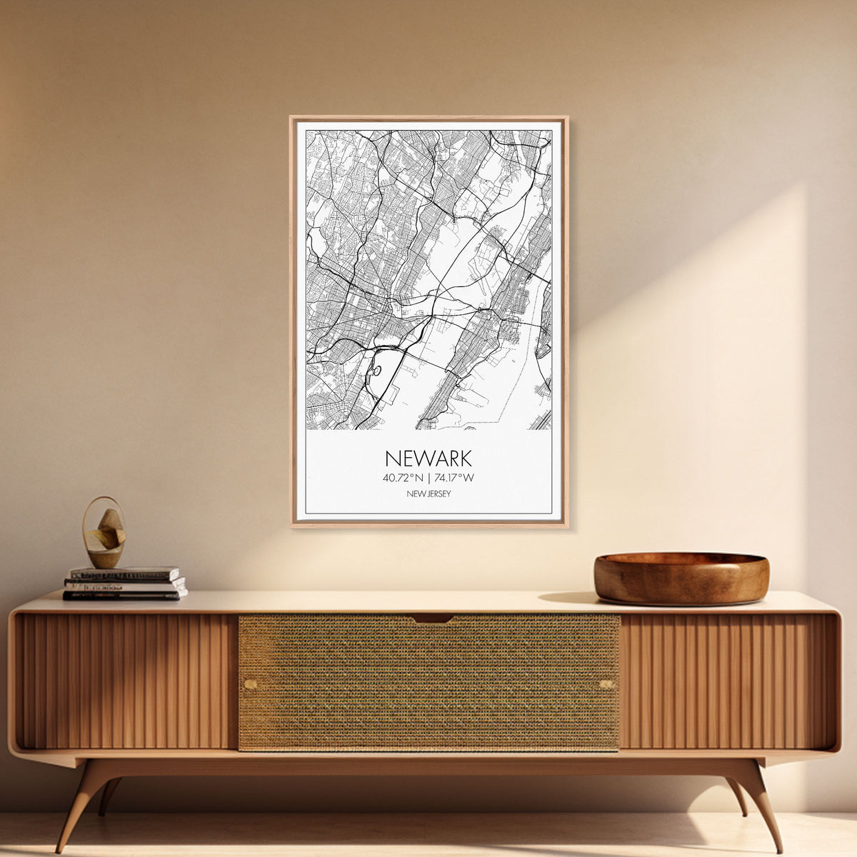 Newark Street Map, New Jersey Map, City Map Art, Modern Art, Wall Art, Canvas Print, Living Room Art, Best Friends Gift, Travel Art