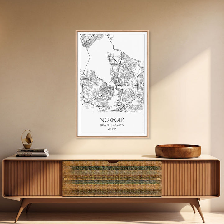 Norfolk Street Map, Virginia Map, City Map Art, Modern Art, Wall Art, Canvas Print, Bedroom Décor, College Student Gift, Travel Print