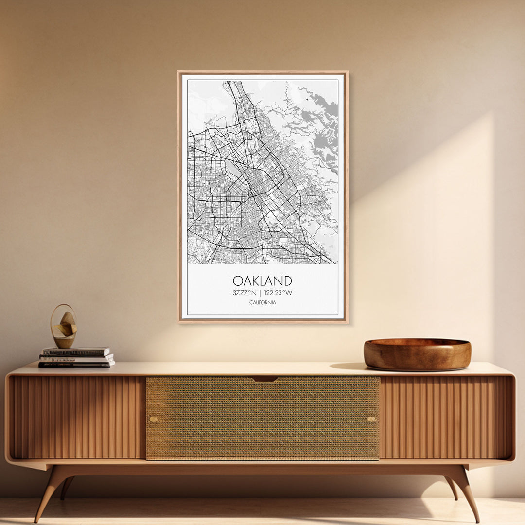 Oakland Street Map, California Map, City Map Art, Modern Art, Wall Art, Canvas Print, Living Room Art, Gift For Her, Adventure Wall Art