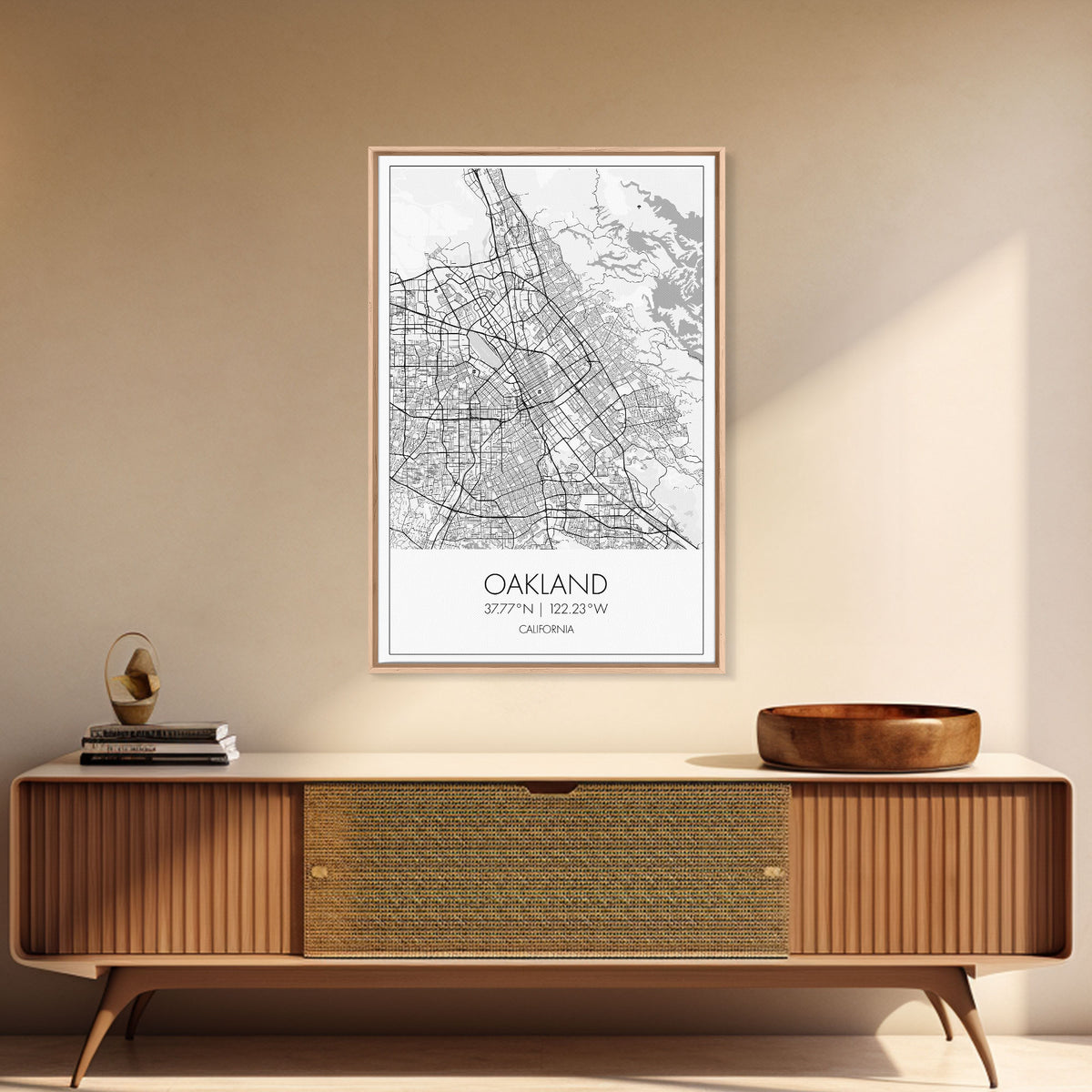 Oakland Street Map, California Map, City Map Art, Modern Art, Wall Art, Canvas Print, Living Room Art, Gift For Her, Adventure Wall Art