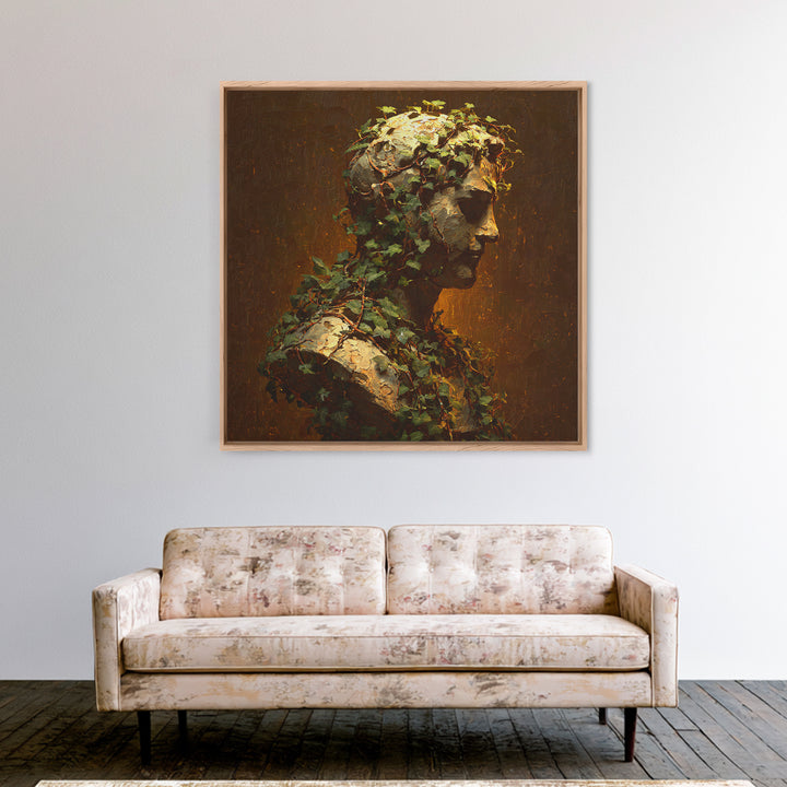 Classical Statue Bust Covered Canvas Print, Renaissanceinspired Art, Unique Wall Art, Living Room Decor, Watercolor Art, REN-1x1-19