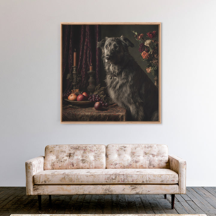 Noble Dog Portrait Canvas Print, Renaissanceinspired Art, Living Room Decor, Oil Painting, Classic, Living Room Art, REN-1x1-20