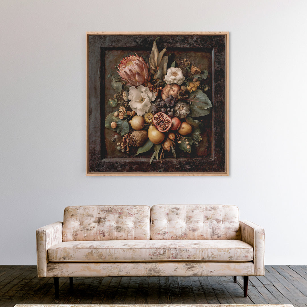 Renaissance Botanical Study Canvas Print, Renaissanceinspired Art, Romantic Art, Living Room Decor, Fine Art, Classic, REN-1x1-55