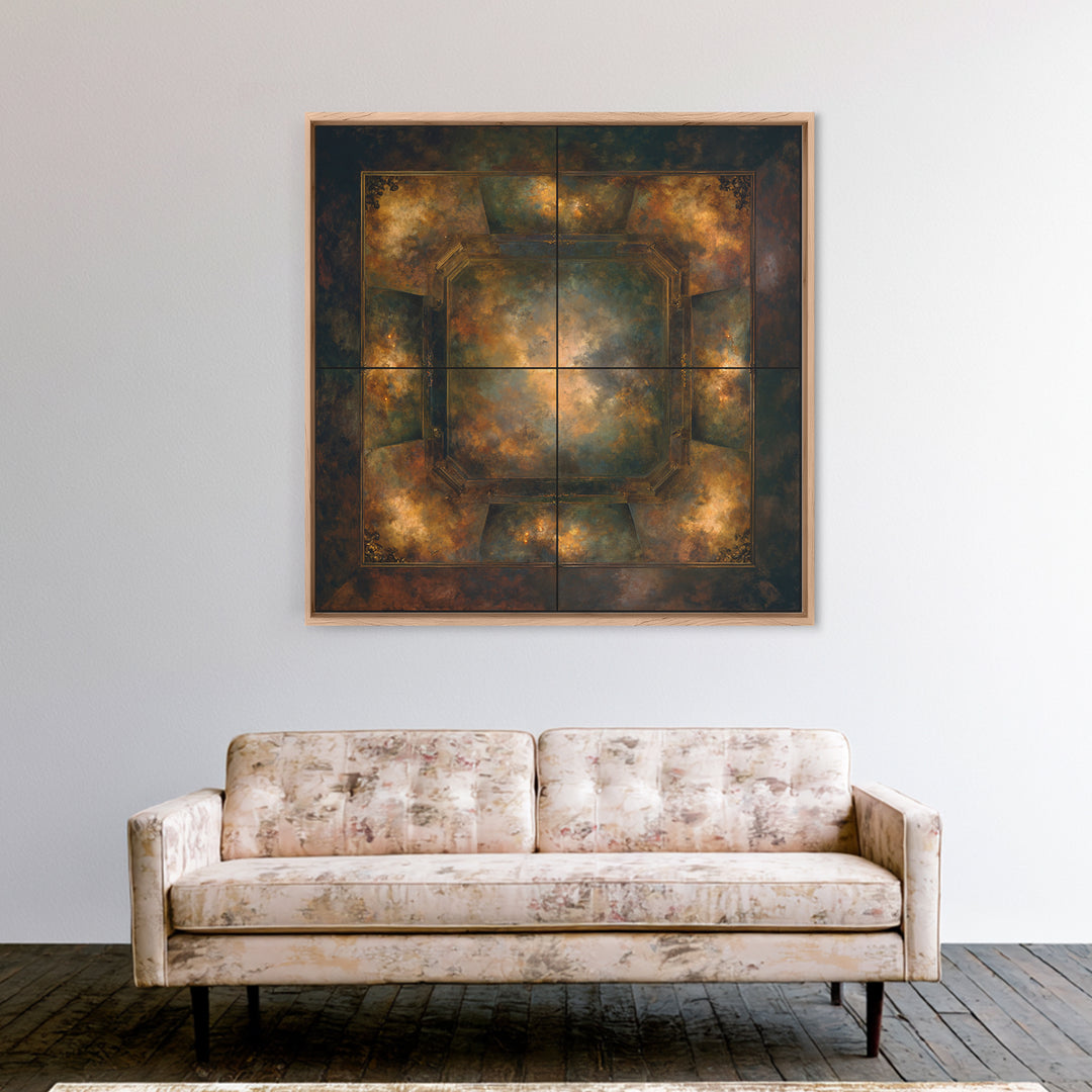Fresco Celestial Ceiling Composition Framed Canvas Print, Renaissanceinspired Art, Yoga Wall Art, Living Room Decor, Classic, REN-1x1-63