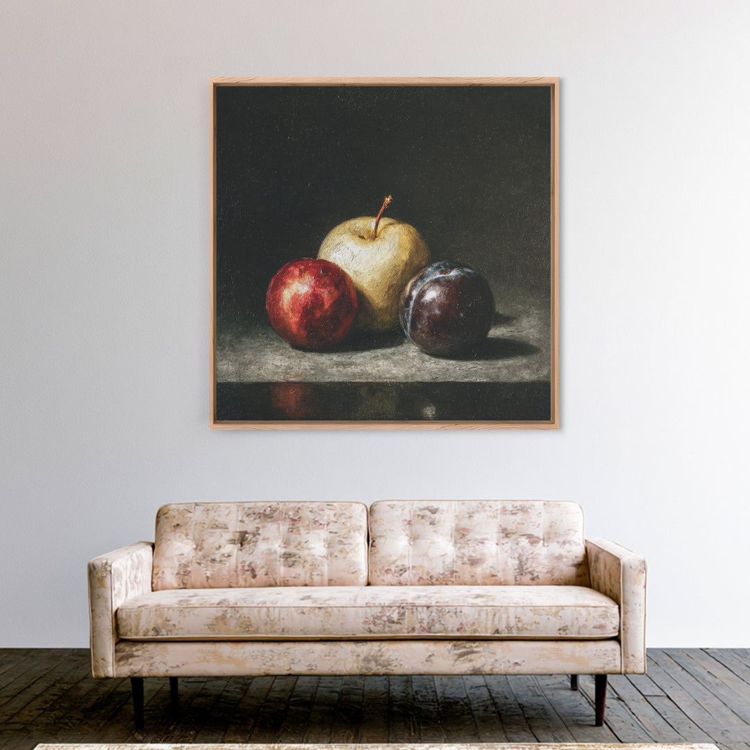 Oil Painted Fruit Still Life on Dark Canvas Print, Renaissanceinspired Art, Art Print, Living Room Decor, Fine Art, Classic, REN-1x1-99