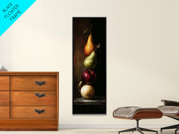 Oil Painted Fruit Still Life on Dark Canvas Print, Renaissanceinspired Art, Living Room Decor, Oil Painting, Classic, REN-1x3-63