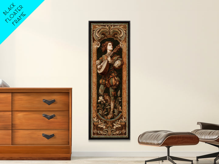 Renaissance Style Musician with Lute Framed Canvas Print, Renaissanceinspired Art, Room Decor, Living Room Decor, Oil Painting, REN-1x3-76