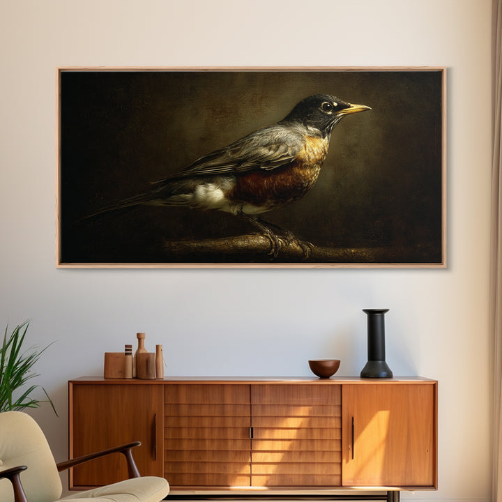 Old Master Bird Study Framed Canvas Print, Renaissanceinspired Art, Contemporary Art, Living Room Decor, Fine Art, Classic, REN-2x1-43