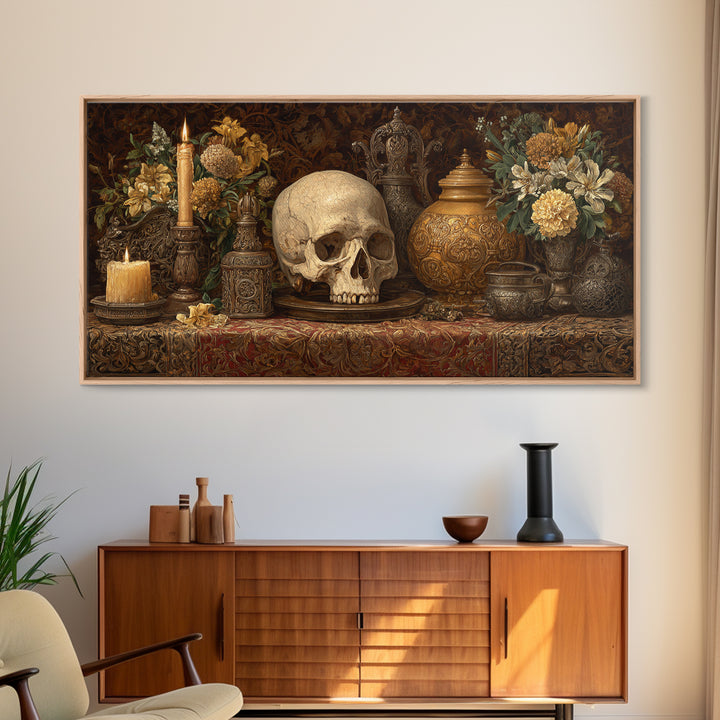 Old Master Skull and Candle Still Life Canvas Print, Renaissanceinspired Art, Fine Art Print, Living Room Decor, Classic, REN-2x1-54