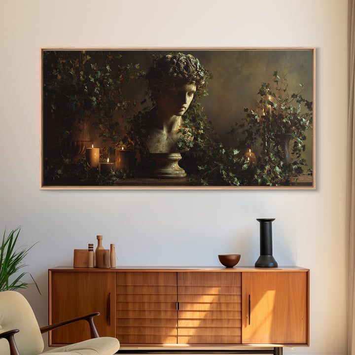 Classical Statue Bust Covered Canvas Print, Renaissanceinspired Art, Unique Wall Art, Living Room Decor, Fine Art, Classic, REN-2x1-63
