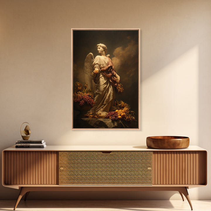 Classical Angel Study Canvas Print, Renaissanceinspired Art, Floral Painting, Living Room Decor, Fine Art, Classic, Art Print, REN-2x3-10