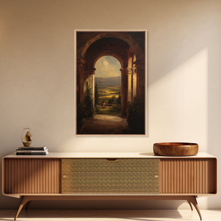 Architectural Arch with Italian Landscape Beyond Canvas Print, Renaissanceinspired Art, Jesus Art, Living Room Decor, Classic, REN-2x3-19