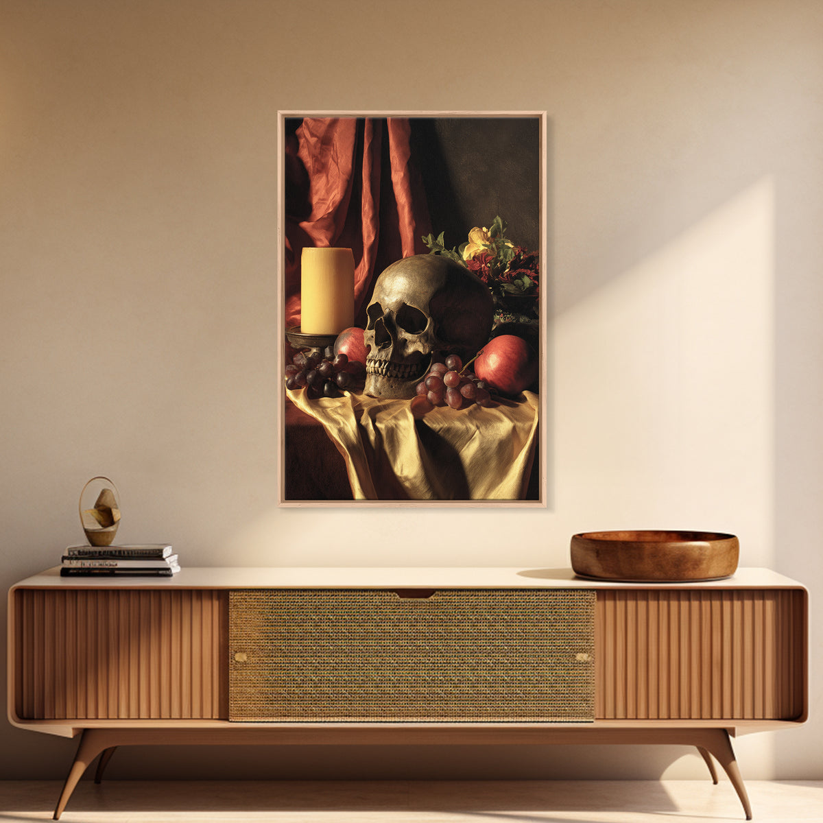 Old Master Skull and Candle Still Life Canvas Print, Renaissanceinspired Art, Fine Art Print, Living Room Decor, Oil Painting, REN-2x3-66