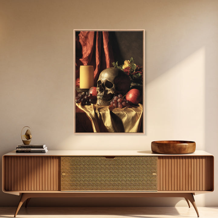Old Master Skull and Candle Still Life Canvas Print, Renaissanceinspired Art, Fine Art Print, Living Room Decor, Oil Painting, REN-2x3-66