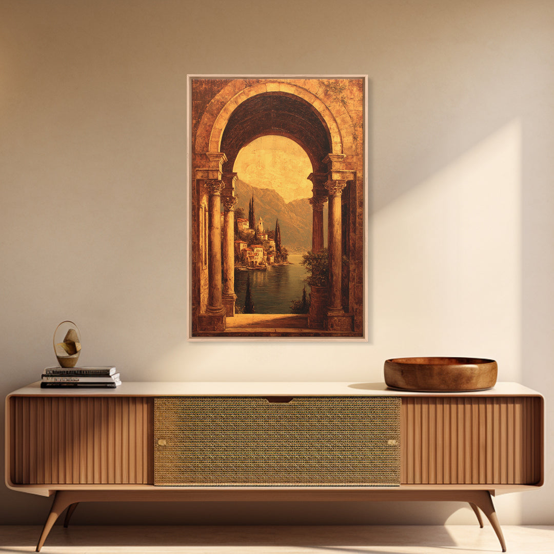 Architectural Arch with Italian Landscape Beyond Canvas Print, Renaissanceinspired Art, Luxury Decor, Living Room Decor, REN-2x3-91