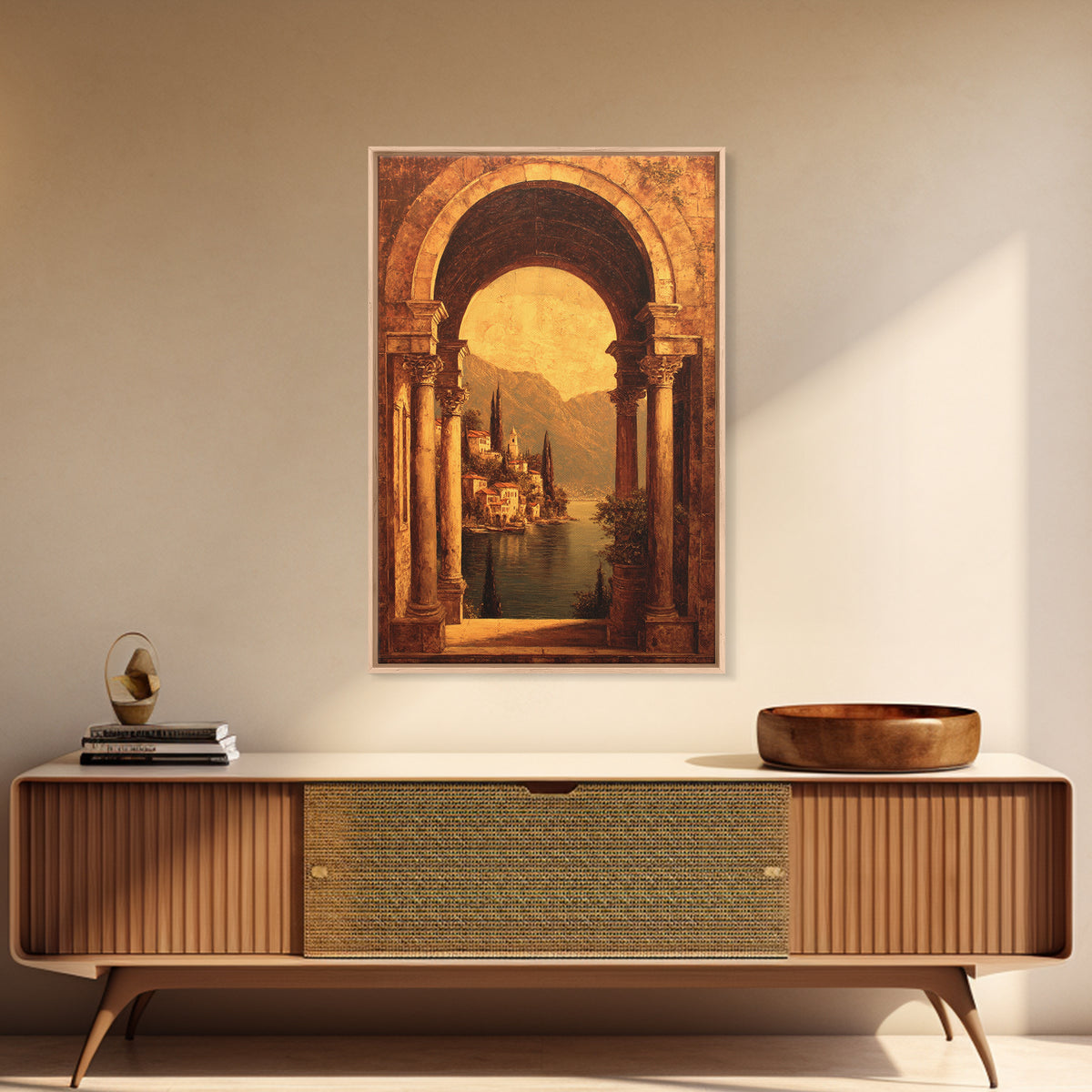 Architectural Arch with Italian Landscape Beyond Canvas Print, Renaissanceinspired Art, Luxury Decor, Living Room Decor, REN-2x3-91