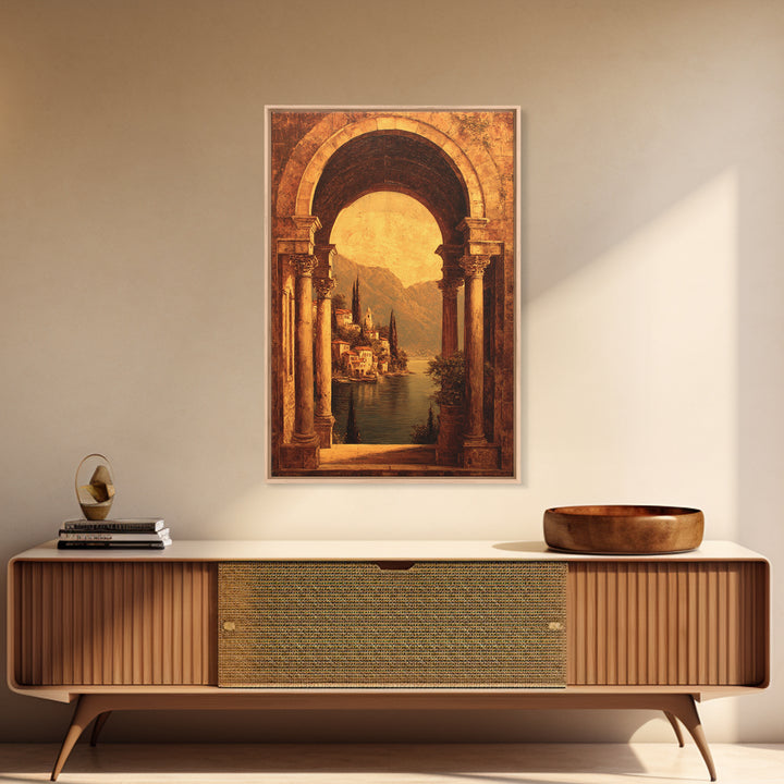 Architectural Arch with Italian Landscape Beyond Canvas Print, Renaissanceinspired Art, Luxury Decor, Living Room Decor, REN-2x3-91