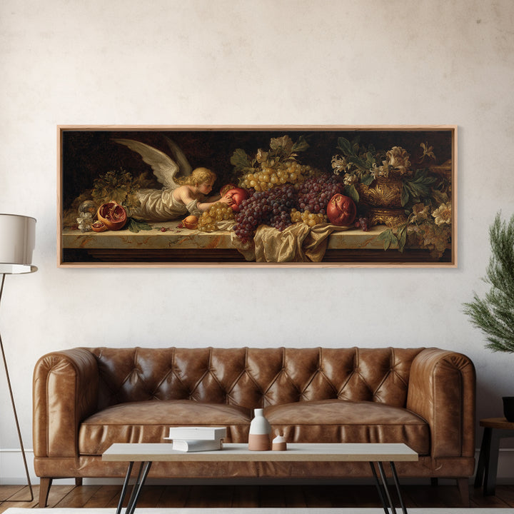 Classical Angel Study Framed Canvas Print, Renaissanceinspired Art, Contemporary Art, Living Room Decor, Fine Art, Classic, REN-3x1-18
