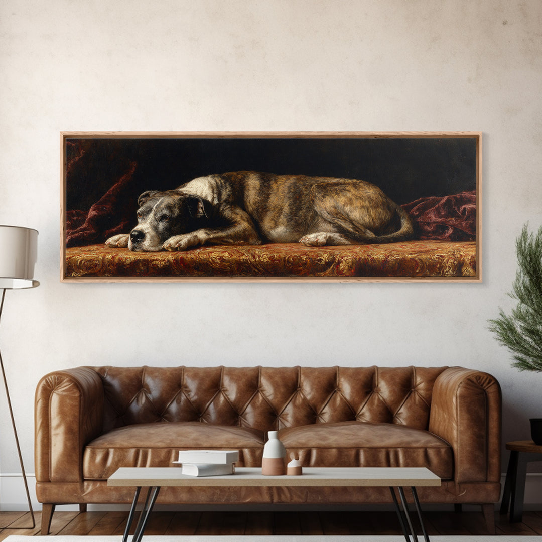 Noble Dog Portrait Canvas Print, Renaissanceinspired Art, Floral Painting, Living Room Decor, Fine Art, Classic, Art Print, REN-3x1-36