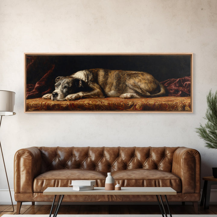 Noble Dog Portrait Canvas Print, Renaissanceinspired Art, Floral Painting, Living Room Decor, Fine Art, Classic, Art Print, REN-3x1-36